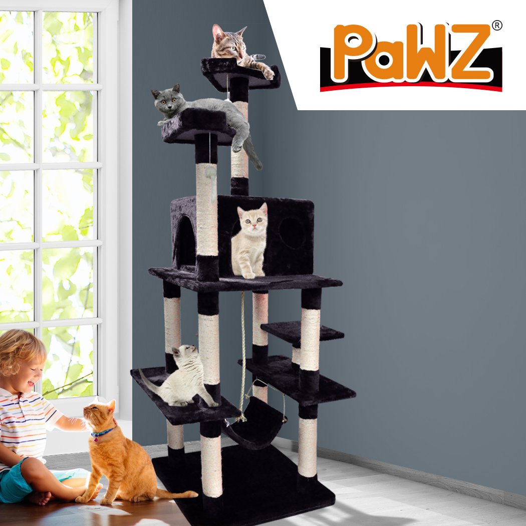 PaWz 1.83M Cat Scratching Post Tree House with plush velvet cover and natural sisal posts, designed for climbing and scratching.